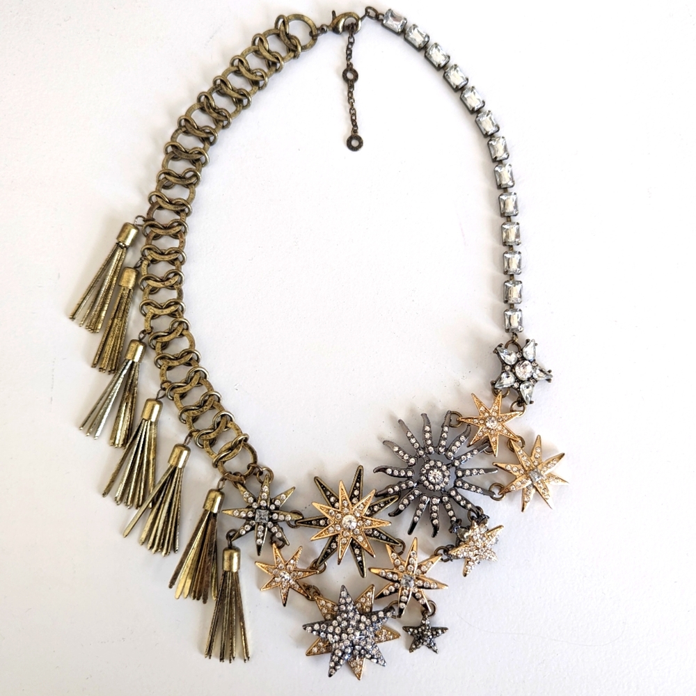 BaubleBar Celestial Star Tassel Necklace in Gold & Silver Mixed Metal